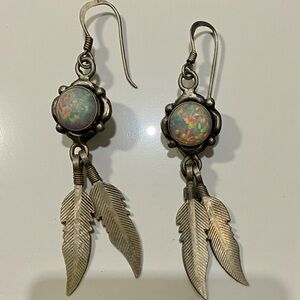 VTGFeather Opal Sterling Silver Hook Earring’s